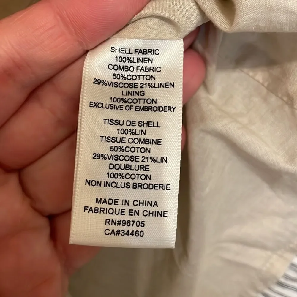 Rebecca Taylor Garden Linen Eyelet Dress in Vanilla